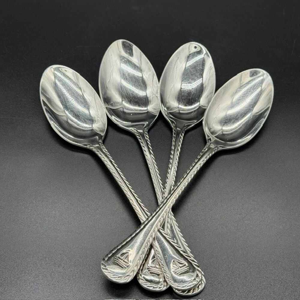 Wallace Nautica Soup Spoon~Rope Edge~Sailboat~7 3/4"~Set of 4
